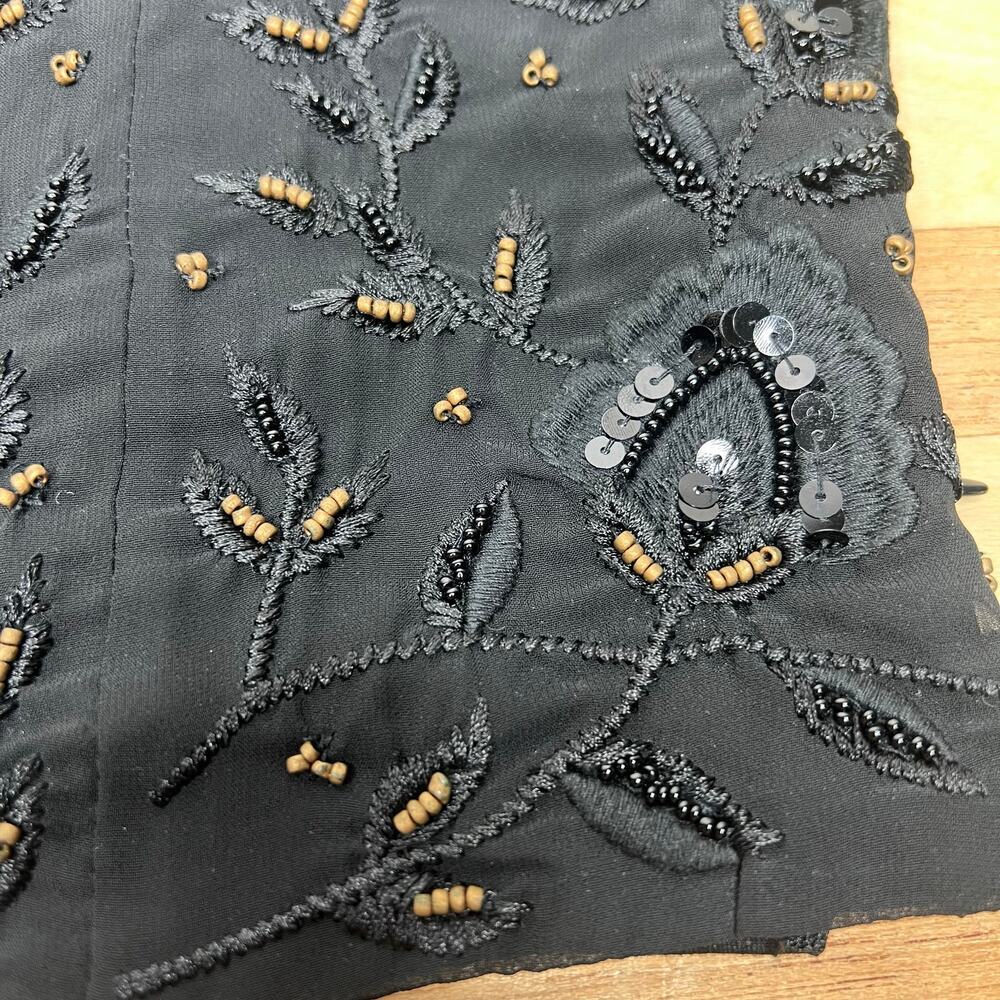 Zara Beaded Bustier Style Top Cropped Size Large Black Gold Sleeveless Festival - Picture 4 of 10